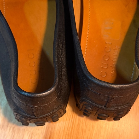 Gucci Black Textured Leather Penny Loafers